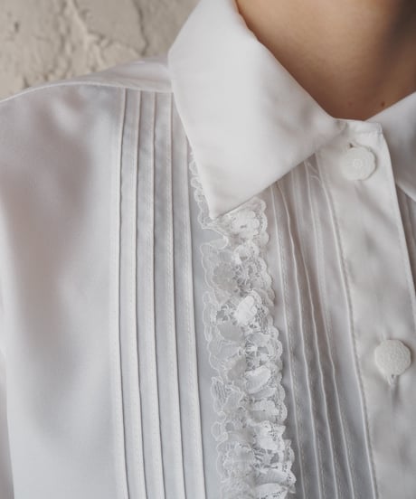 Tuck Lace Short Sleeve Shirt WH