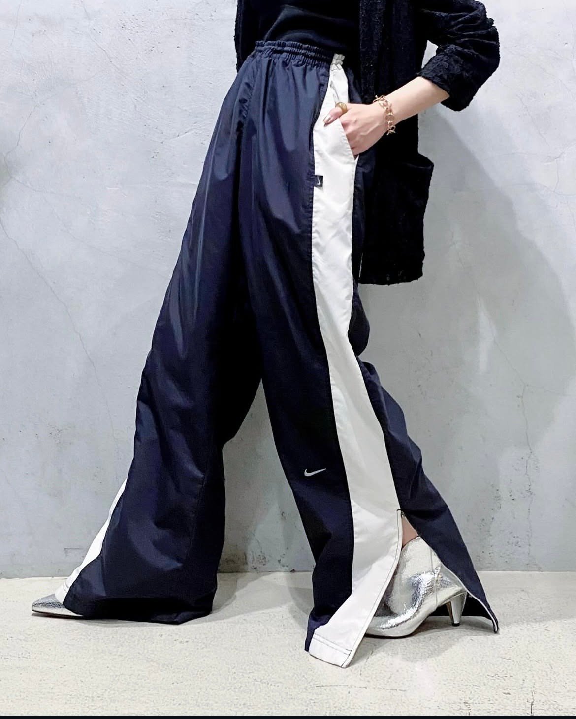 NIKE Side Zip Line Wide Pants BKWH | Orfeo