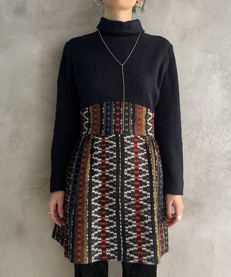 Pattern Design  Back Zip Long Rib Knit REBL