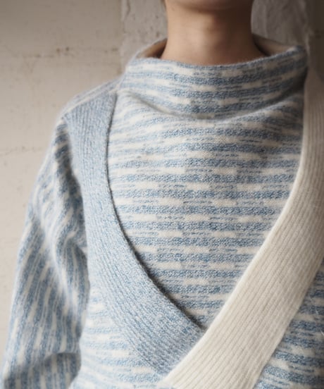 Stripe Design Knit BLWH