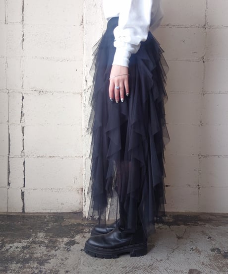 Ruffled Tulle Tiered Skirt BK
