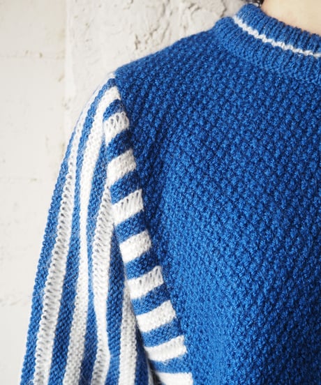 Dolman Sleeve Border Knit BLWH