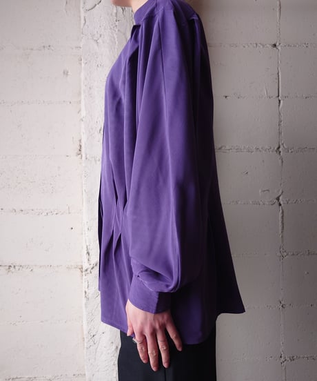 Stand Collar Tuck Blouse PUR