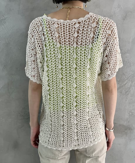 Lace Design Short Sleeve Cardigan WH