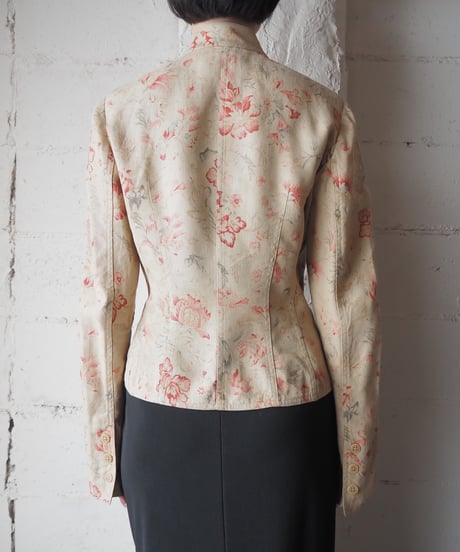 LAUREN Flower Print Linen Jacket BERE