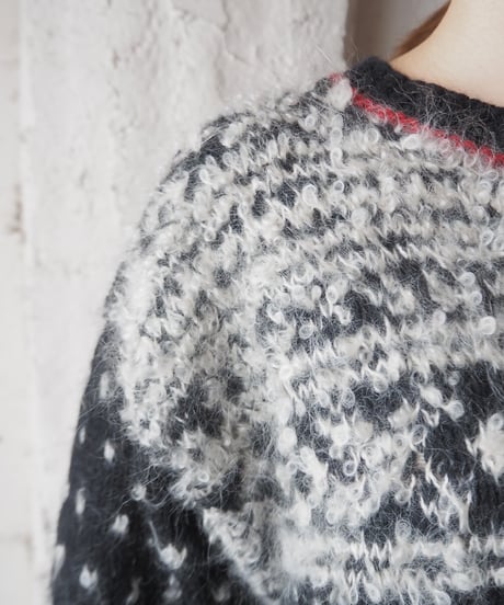 Nordic Pattern Mohair Mix Knit GRBK
