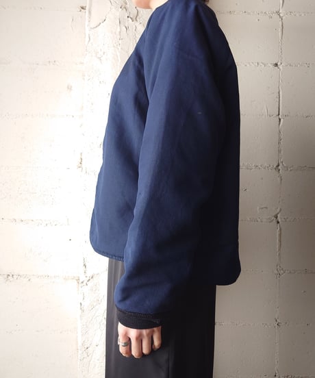Collarless Snap Button Jacket NV