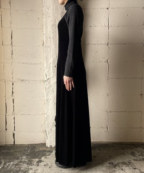 Americansleeve Velourcaisole dress BK