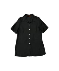 Italy S/S Linen Open Collar Shirt BK