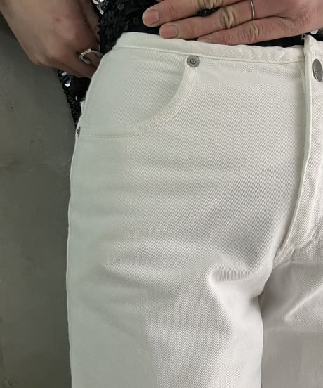White Wide Denim Pants WH