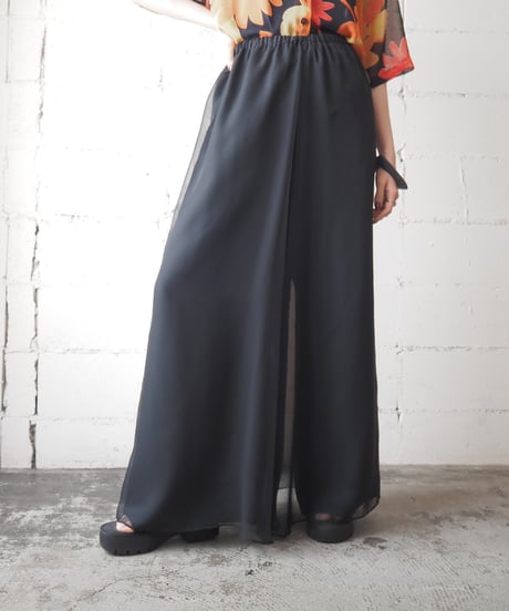 Sheer Layerd Wide Easy Pants BK