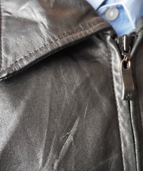 Zip Up Leather Jacket BK