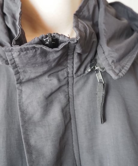Padded Nylon Zipup Cape Coat BK