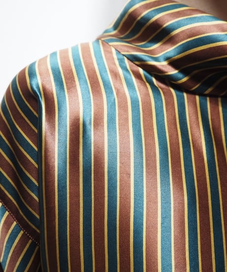 Volume Sleeve Stripe Silk Blouse BRGN
