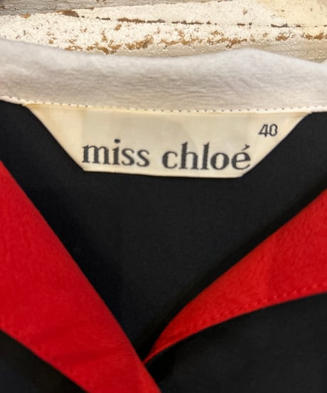 miss Chloé Open Collar Contrast Trim Shirt BK RE WH