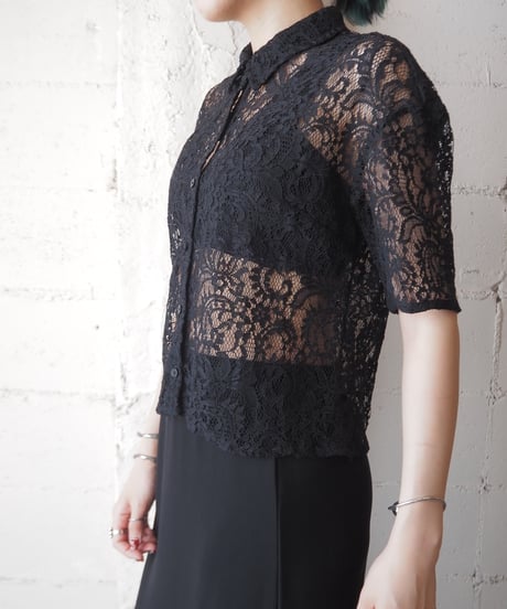 Short Sleeve Lace Shirt BK