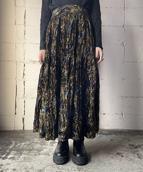 Pattern Velour Tiered Skirt BKBR