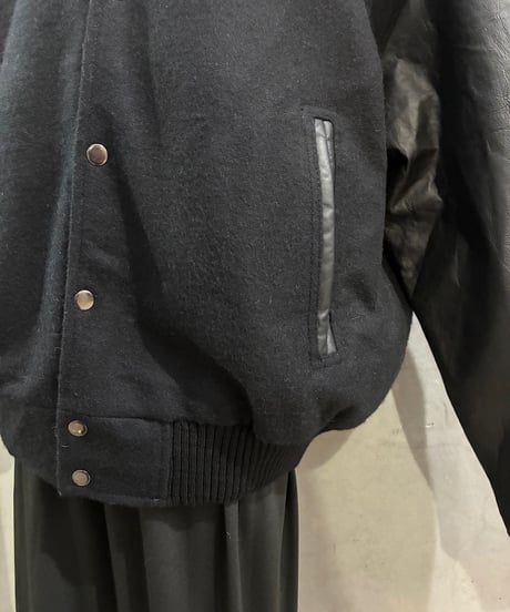 Leather Sleeve Snap Blouson BK
