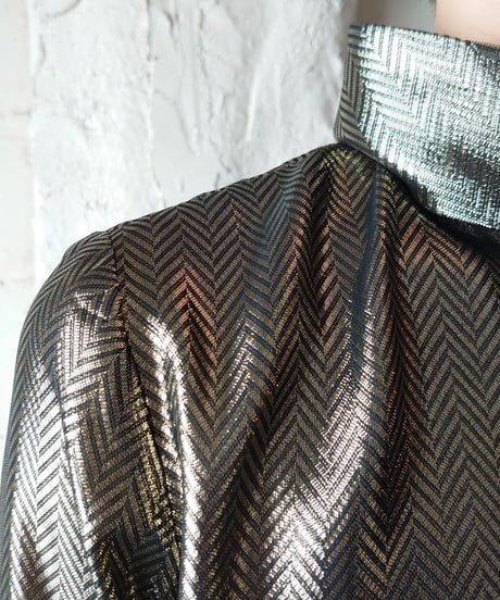 Rolled Neck Herring Bone Blouse GO