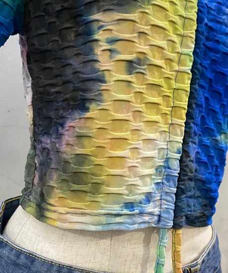 NIKE Shirring Tie-dye Cropped Tops BL GR BK