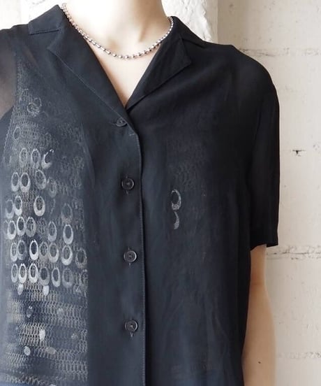 Open Collar Short Sleeve Sheer Shirt