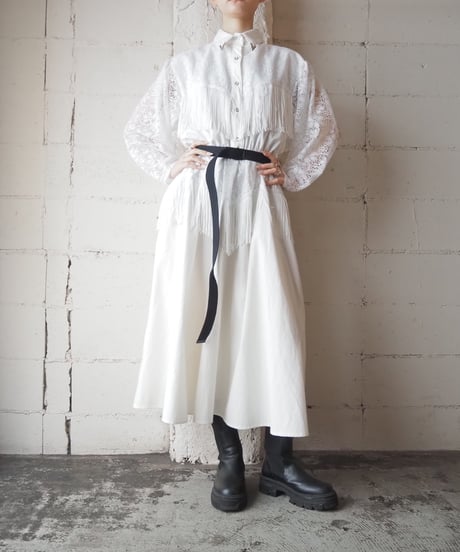 Lace×Fringe Western Shirt Dress WH