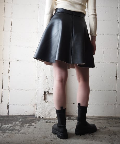 MSGM Leather Flared Skirt BK