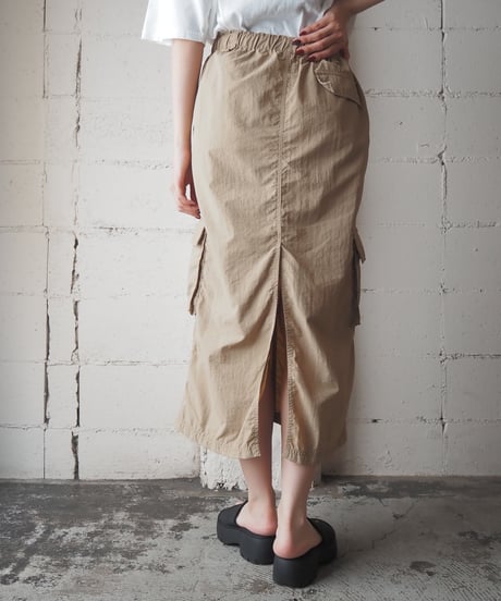 Drawstring Design Nylon Skirt BE