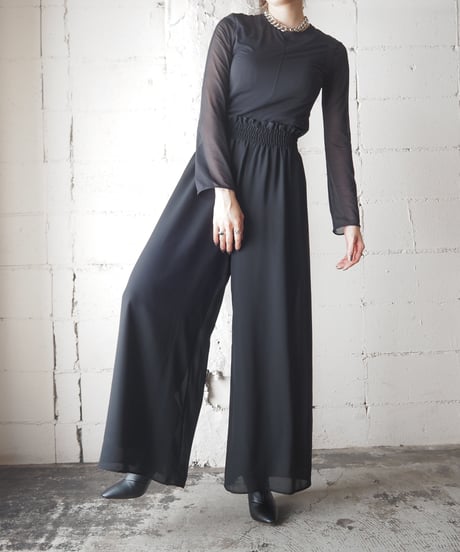 West Gather Sheer Wide Pants BK