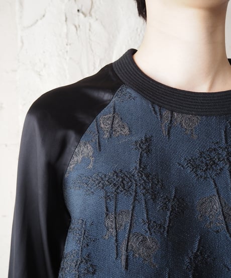 KENZO Satin Sleeve Embroidery Tops DBLBK