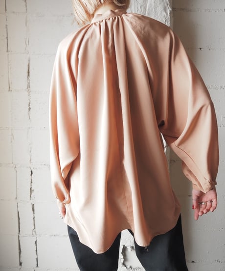 Stand Collar Gather Design Blouse PIBE