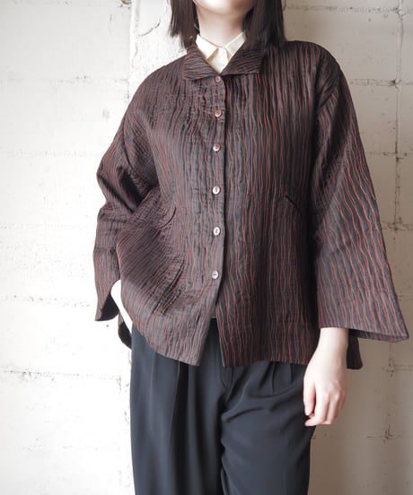 Wave Quilted Wide Silhouette Jacket BK