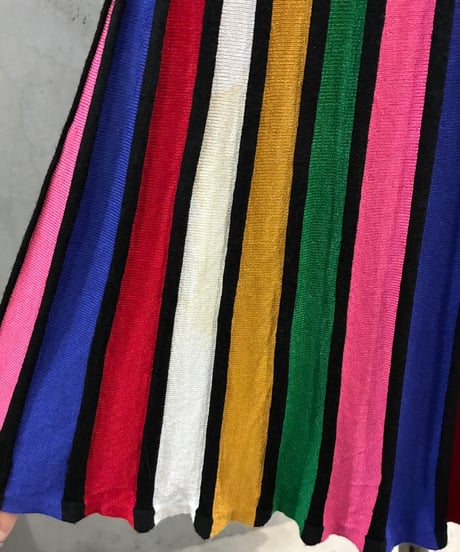 Colorful Pleats Skirt BK RE BL