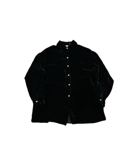 Shell Button Velour Shirt BK