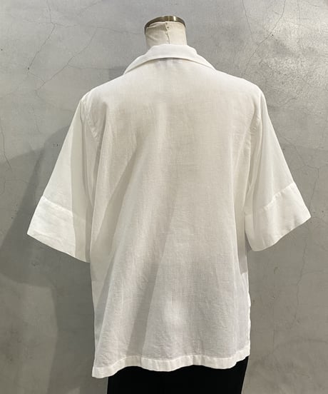 agnes b. S/S Open Collar Cotton Shirt WH