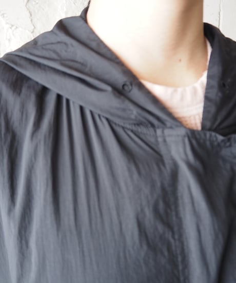 DKNY Hooded Nylon Long Coat BK