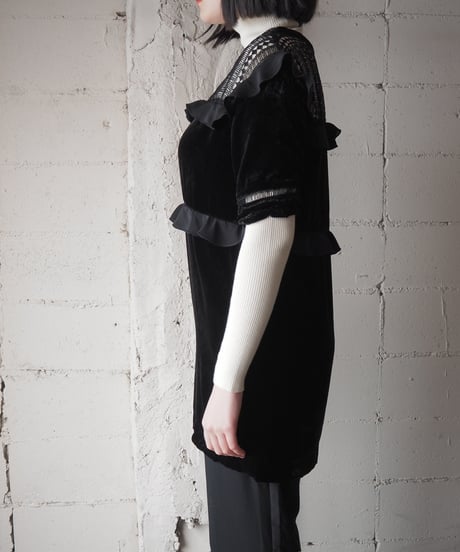 ESSENTIEL ANTWERP Lace×Velvet Dress BK