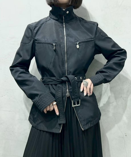 MONCLER Stand Collar Belted Jacket BK
