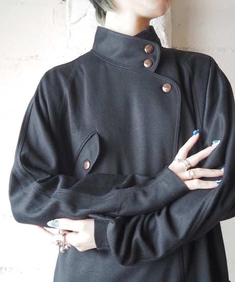 Stand Collar asymmetric Dress BK