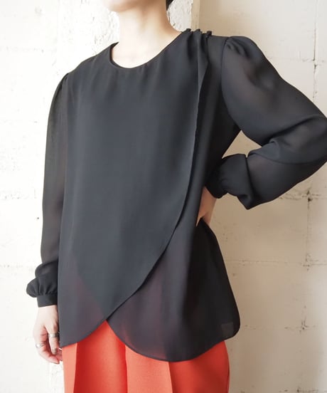 1970's Collarless Design Blouse  BK