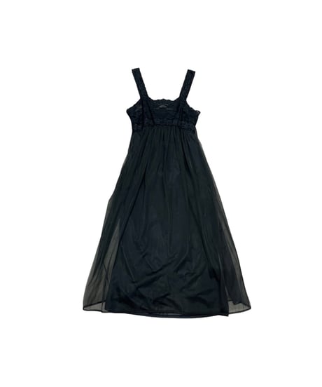 Sheer×Lace N/S Volume Dress BK