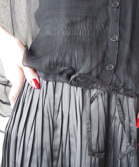 Wide Silhouette Sheer Blouse BK