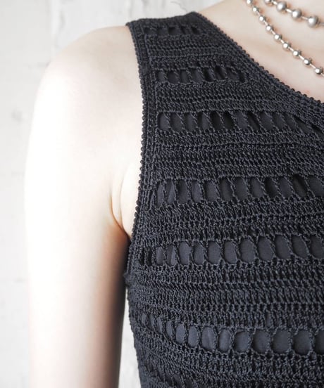 Sleeveless Crochet Tight Dress BK