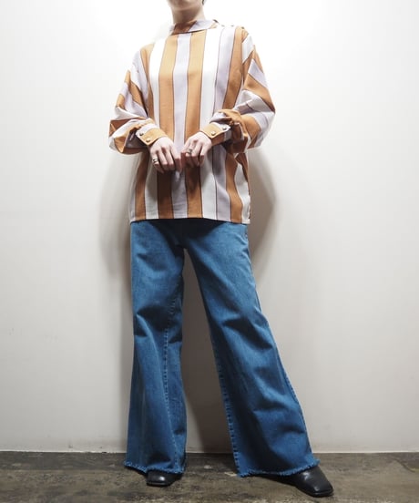 Stand Collar Stripe Blouse OR