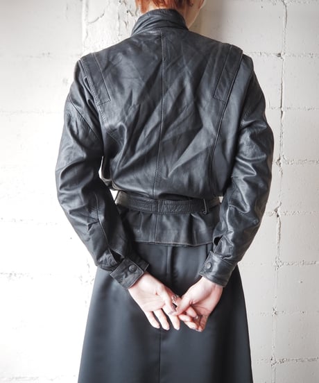 Design Sleeve Stand Collas Leather Jacket BK