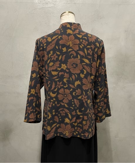 Botanical Pattern China Shirt BRBK