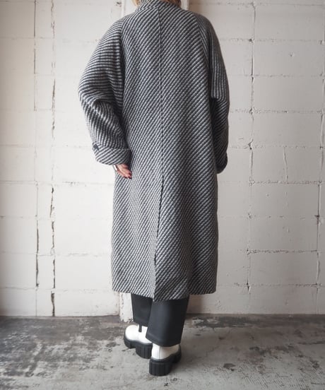 Stand Collar Tweed Coat BKGR