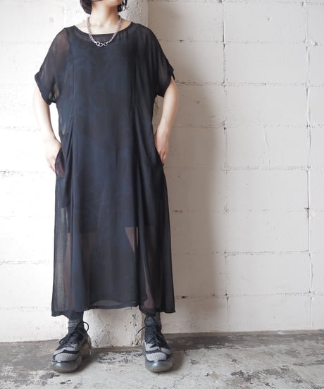Shadow Pattern Sheer Dress BK