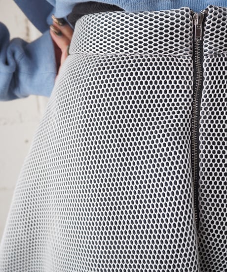 Mesh Volume Flared Skirt WHBK