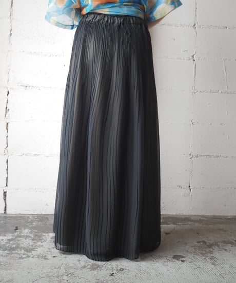 Pleated Sheer Layered Skirt BK YGN